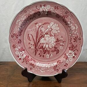 Spode Georgian "Botanical" Dinner Plate Cranberry Pink Red 10.25" England